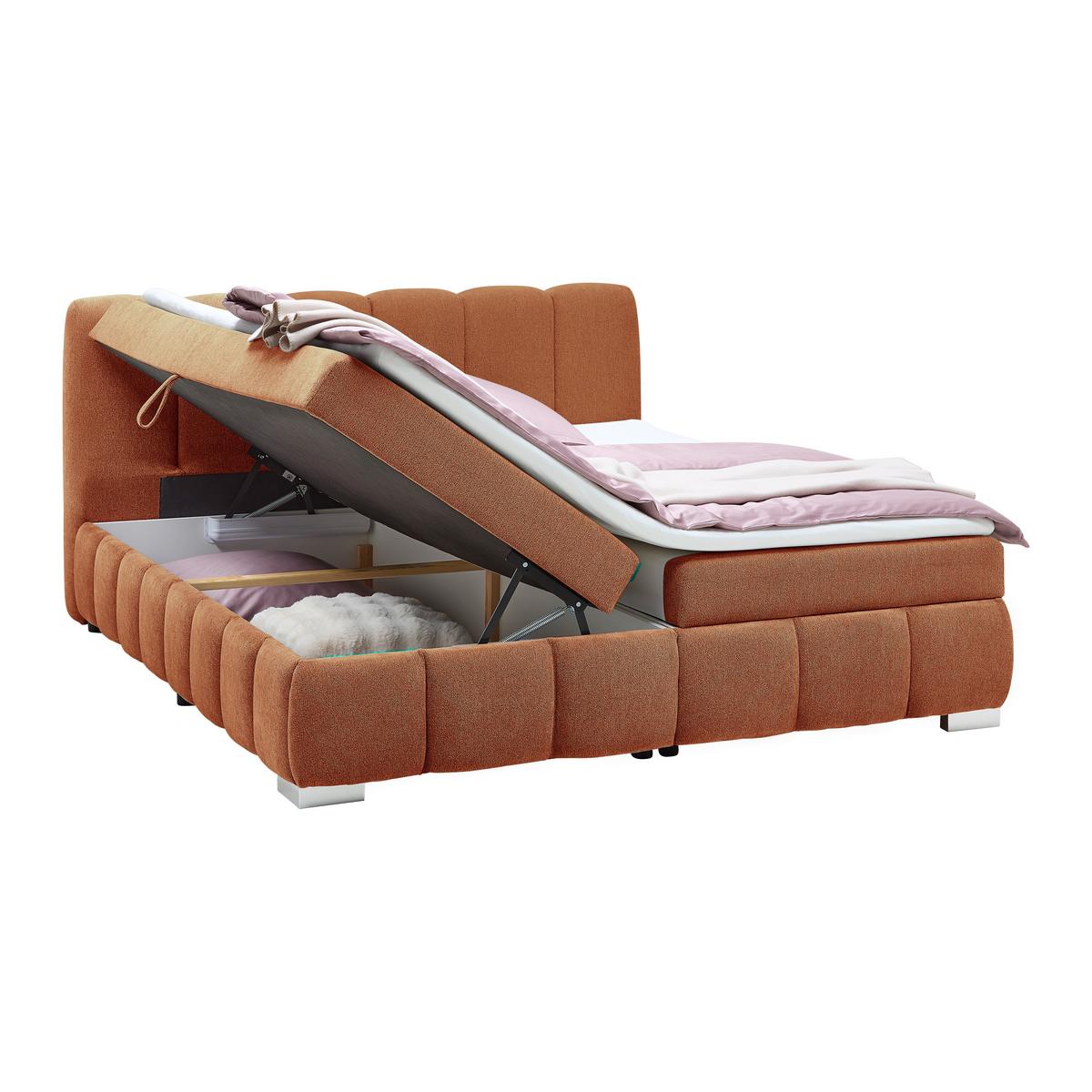 Boxbett Elaris Rostfarben ca. 140x200cm - Chromfarben/Rostfarben, KONVENTIONELL, Kunststoff/Textil (140/200cm) - Mömax