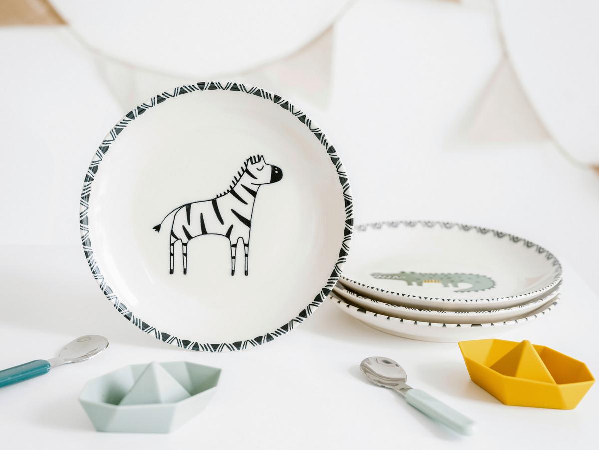 Set Krožnikov Safari, 4-Delni - večbarvno/sivobela, Basics, keramika (21cm) - Creatable