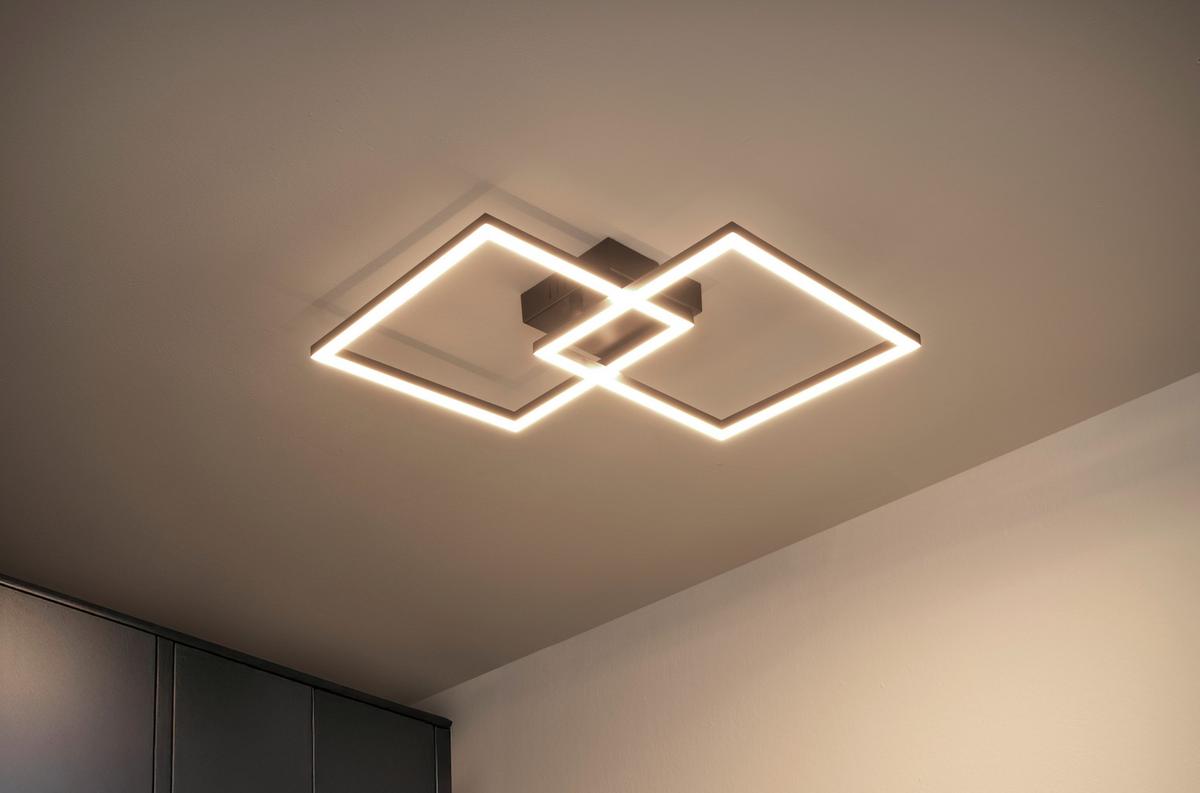 LED-Deckenleuchte Corvin Opal/Schwarz max. 24 Watt - Opal/Schwarz, MODERN, Kunststoff (55,8/39,5/6,7cm) - Mömax