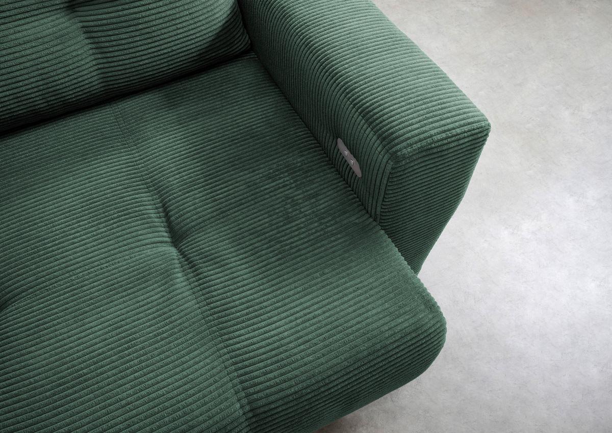 Wohnlandschaft Restato Dunkelgrün Cord - Dunkelgrün/Schwarz, MODERN, Holz/Textil (177/246cm) - MID.YOU