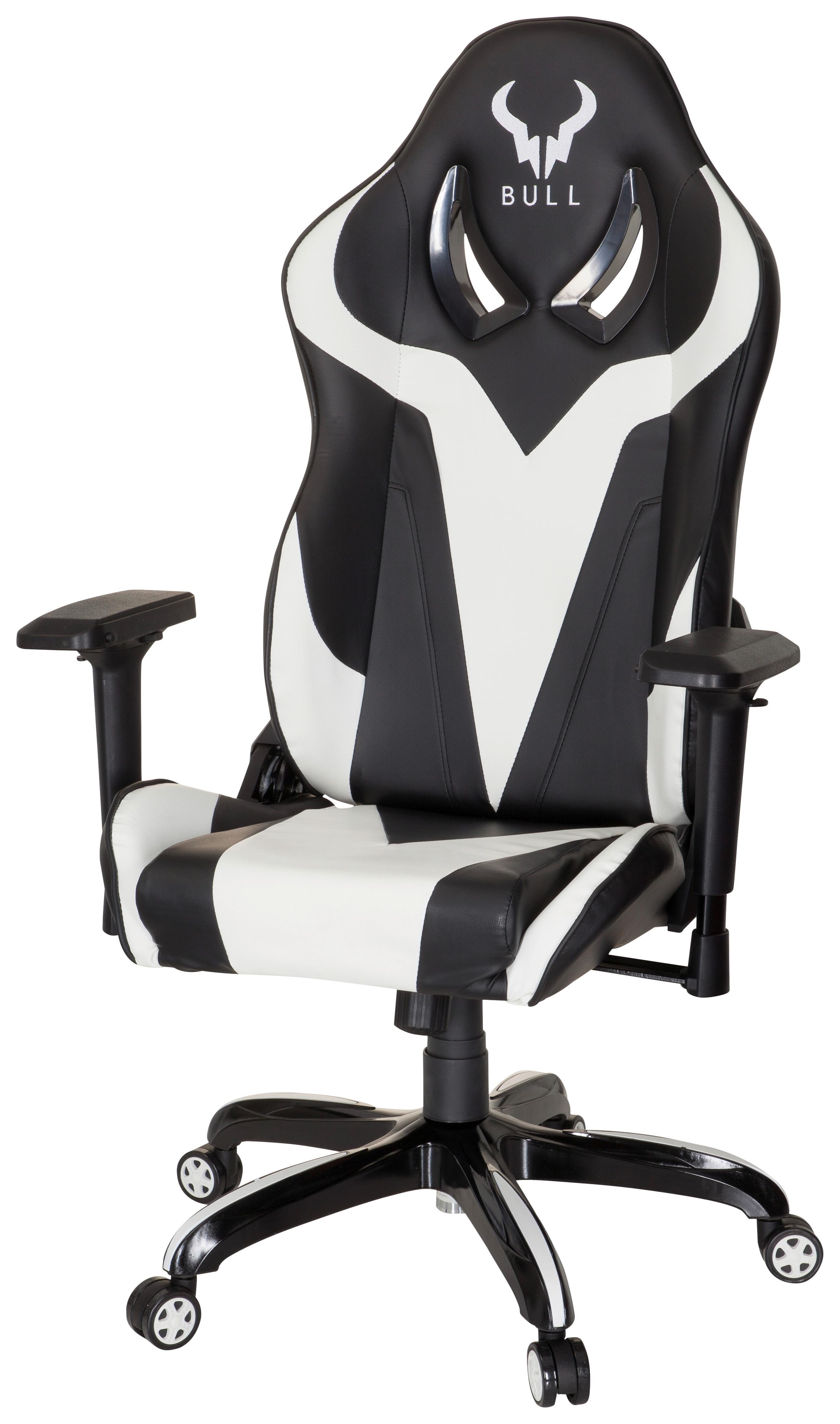 Gaming Stol Promoter I, Črna, Bela - črna/bela, Moderno, umetna masa/tekstil (74/133/67cm) - MID.YOU
