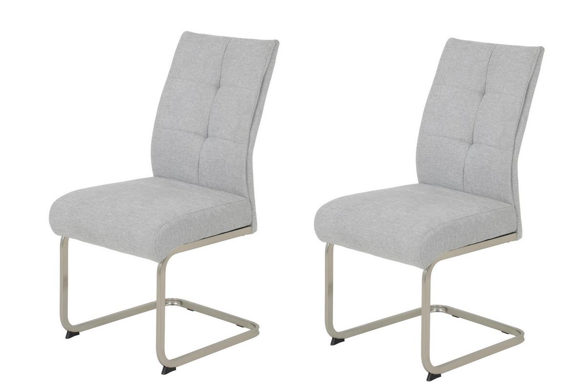 SCHWINGSTUHL-SET INES S 2ER-SET - Edelstahlfarben/Grau, MODERN, Textil/Metall (50/99/66cm) - MID.YOU