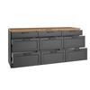 Küchenunterschrank Meran ca. 180x86 cm Grau/Eiche - Eiche Wotan/Schwarz, LIFESTYLE, Holzwerkstoff/Metall (180/86/60cm) - Held