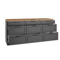 Küchenunterschrank Meran ca. 180x86 cm Grau/Eiche - Eiche Wotan/Schwarz, LIFESTYLE, Holzwerkstoff/Metall (180/86/60cm) - Held
