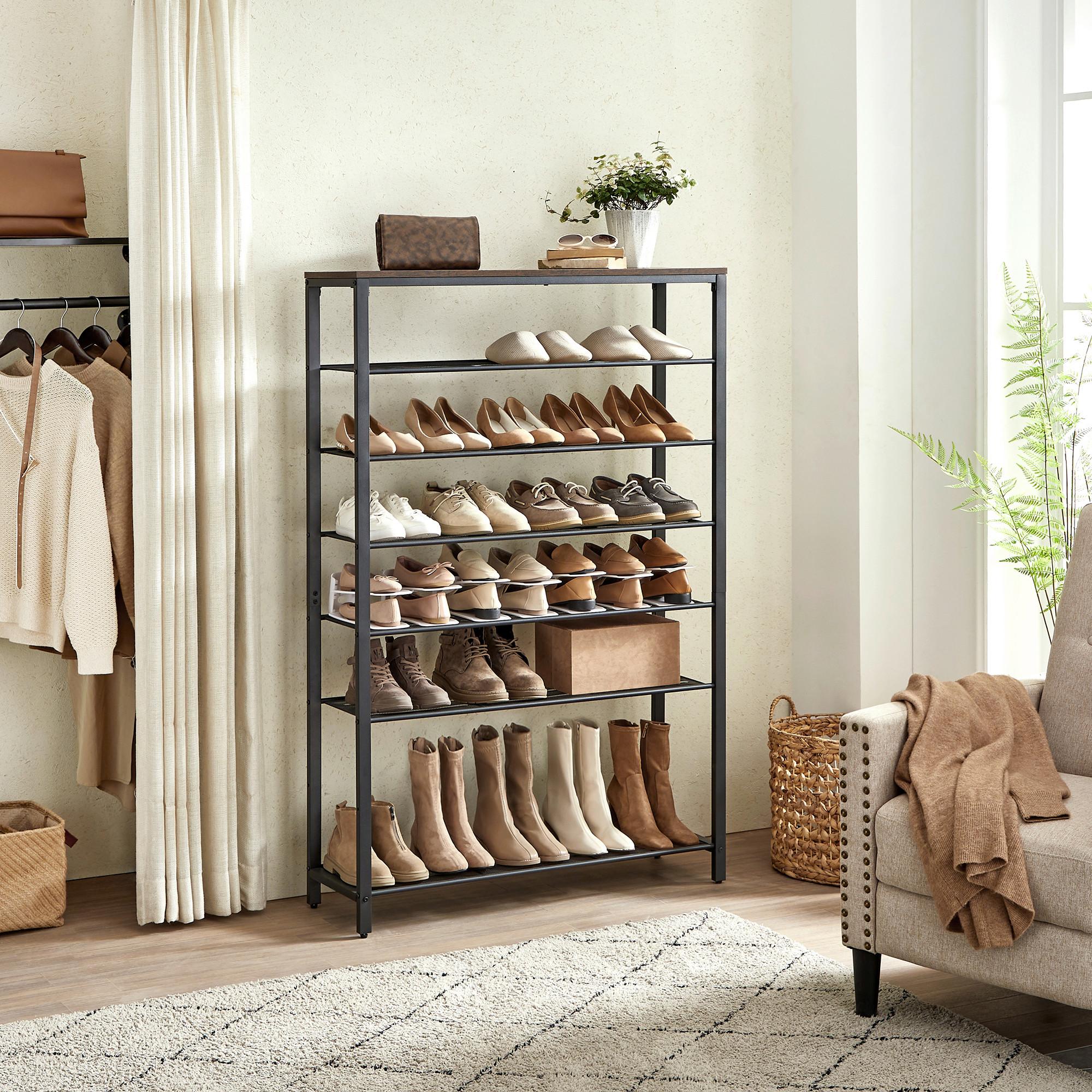 SCHUHREGAL SHOE RACK - Schwarz/Braun, MODERN, Holzwerkstoff/Metall (100/152/30cm) - MID.YOU