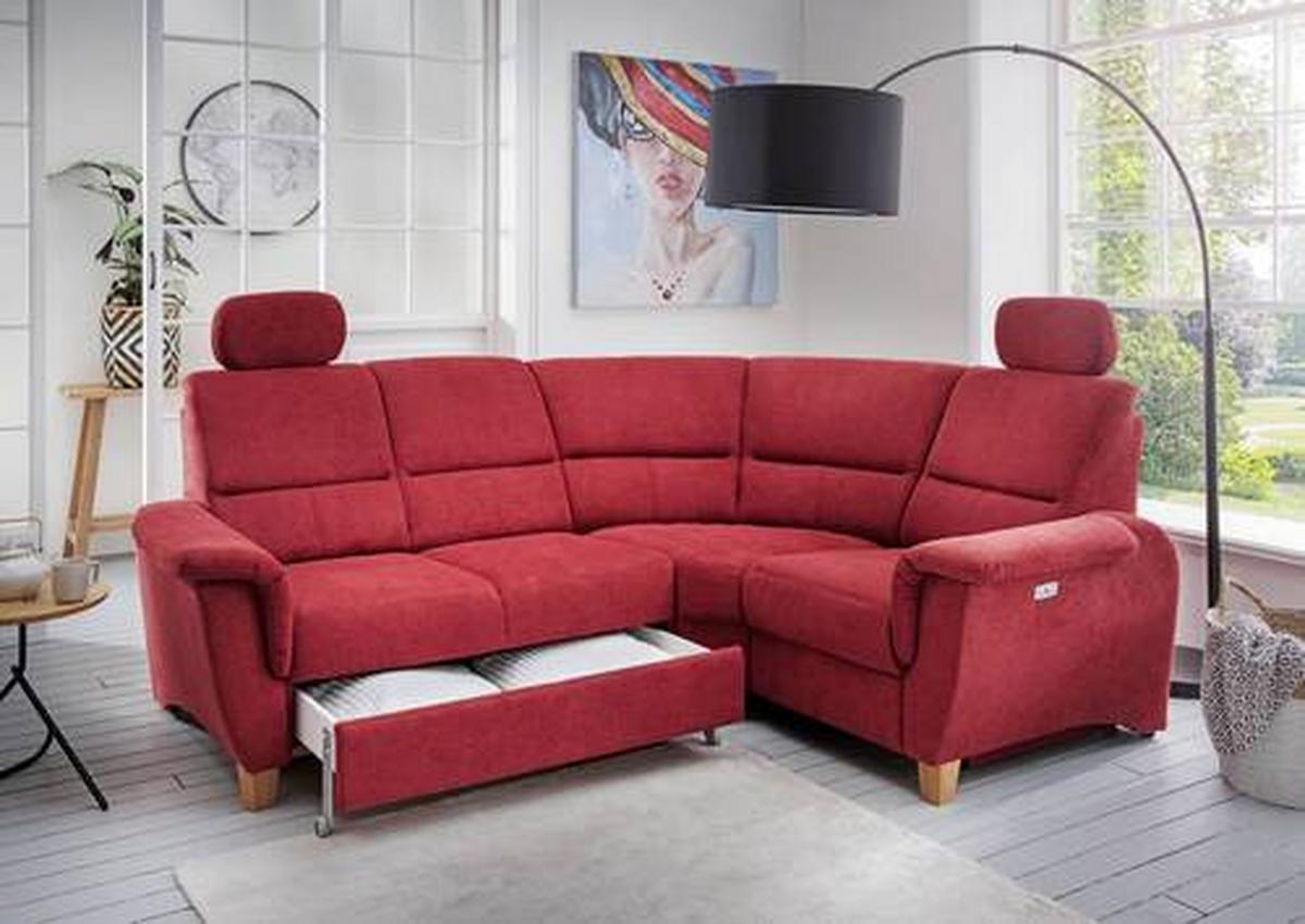 Wohnlandschaft Parole Rot Struktur - Wildeiche/Rot, KONVENTIONELL, Holz/Textil (237/186cm) - Livetastic
