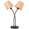 Tischleuchte Asia Schwarz/Eiche max. 6 Watt - Eichefarben/Schwarz, KONVENTIONELL, Textil/Metall (36/15/50cm)