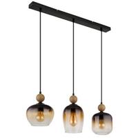 HÄNGELEUCHTE 15702-3 - Klar/Dunkelbraun, Basics, Glas/Metall (72/18/120cm) - Globo