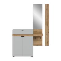 Predsoba Naro, Siva, Barva Hrasta, 3-Delna - siva/temni hrast, Design, leseni material (148/194/37cm) - Livetastic