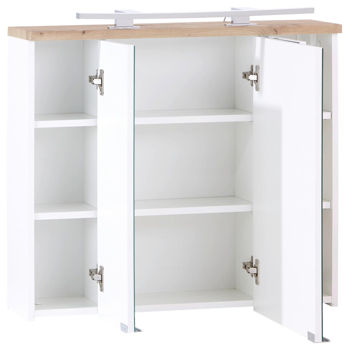 Dulap cu oglindă Marbella - alb, Modern, sticlă/material pe bază de lemn (80/70/20cm)