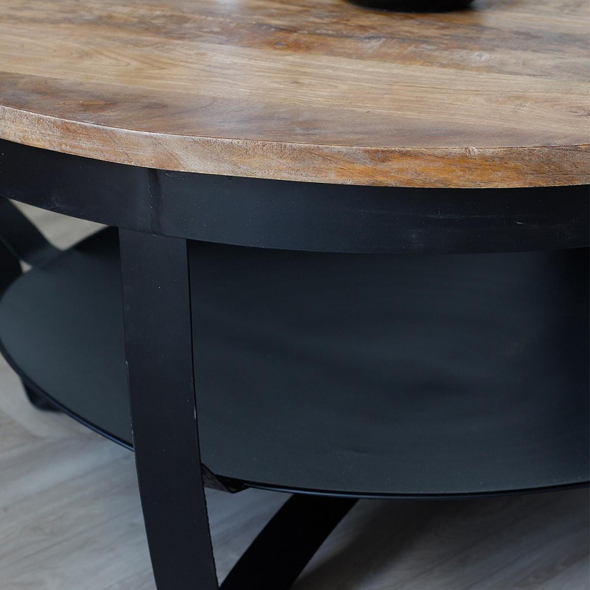 Couchtisch Ocala Ø ca. 90 cm Holz/Schwarz - Schwarz/Braun, LIFESTYLE, Holz/Metall (90/90/44cm) - MID.YOU