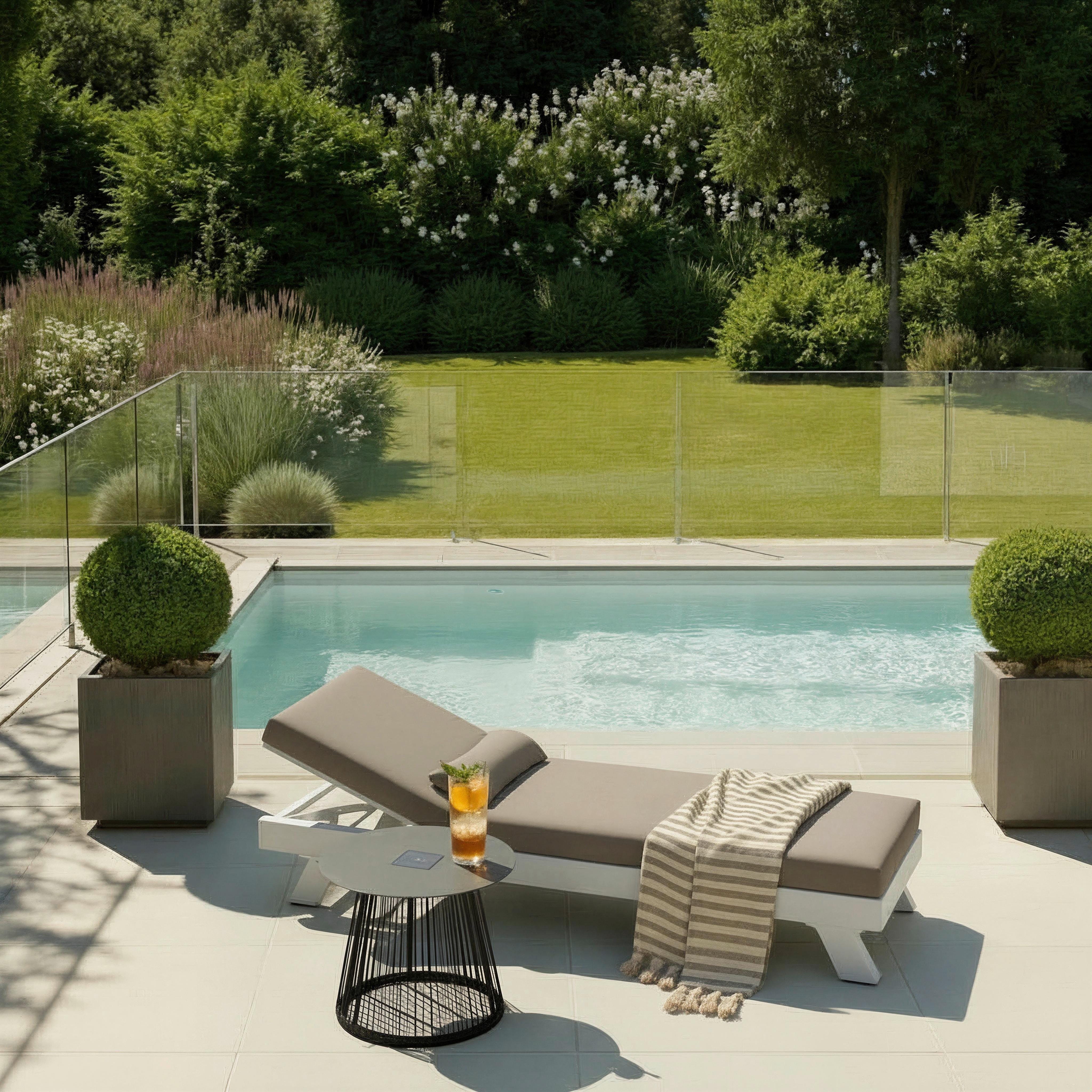 GARTENLIEGE SUSA - Hellgrau, Modern, Textil/Metall (200/64/40cm) - Bessagi Garden