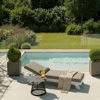 Gartenliege Susa Hellgrau Metall/Outdoorstoff +Abdeckung - Hellgrau, MODERN, Textil/Metall (200/64/40cm) - Bessagi Garden