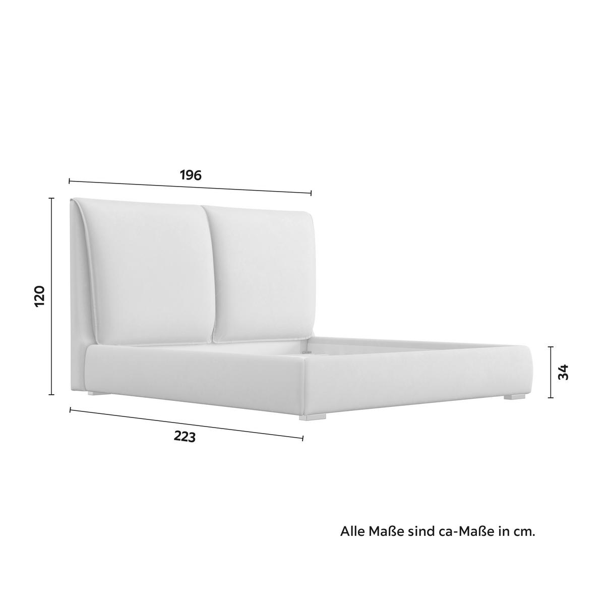 Polsterbett Sophie ca. 180x200 cm Hellgrau - Hellbraun/Silberfarben, Modern, Holz/Textil (180/200cm) - Bessagi Home