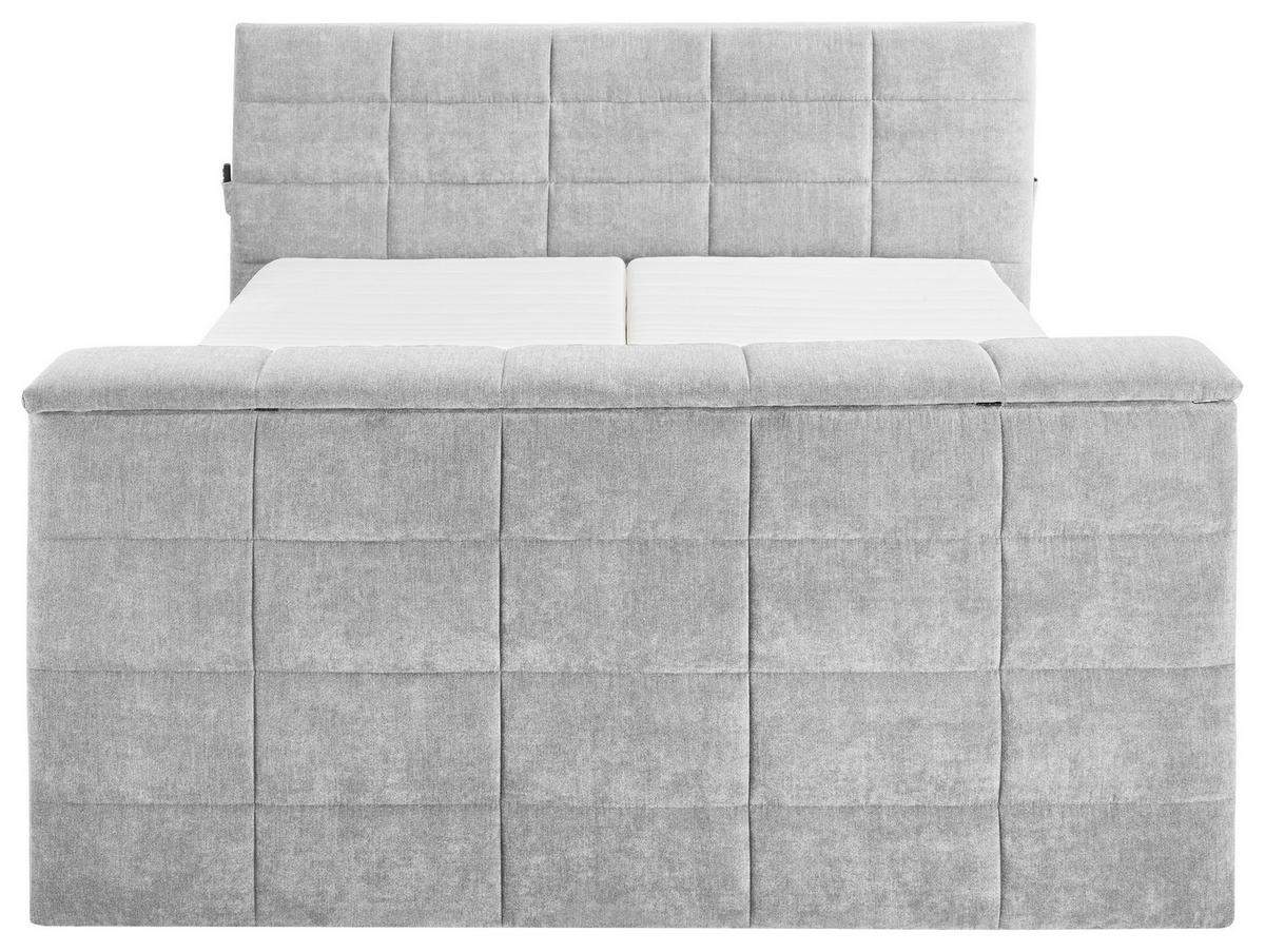 Boxspringbett Denver Silber ca. 180x200 cm mit Topper - Silberfarben, KONVENTIONELL, Textil (180/200cm) - Carryhome