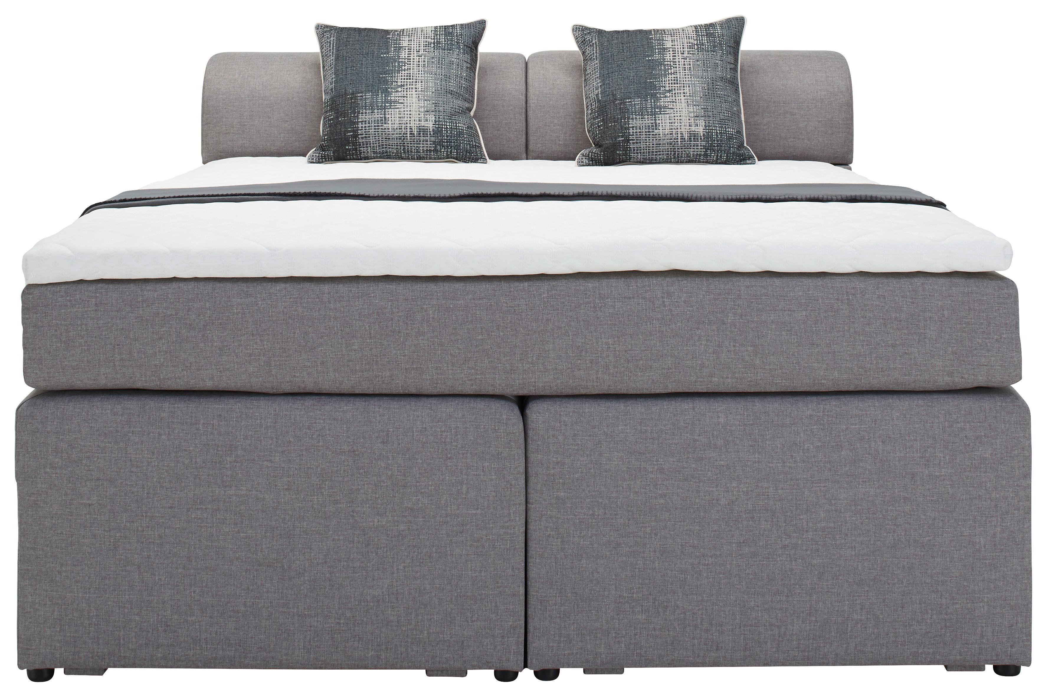 Boxspring Krevet Flexi - siva/crna, Moderno, tekstil/drvo (160/200cm) - Based