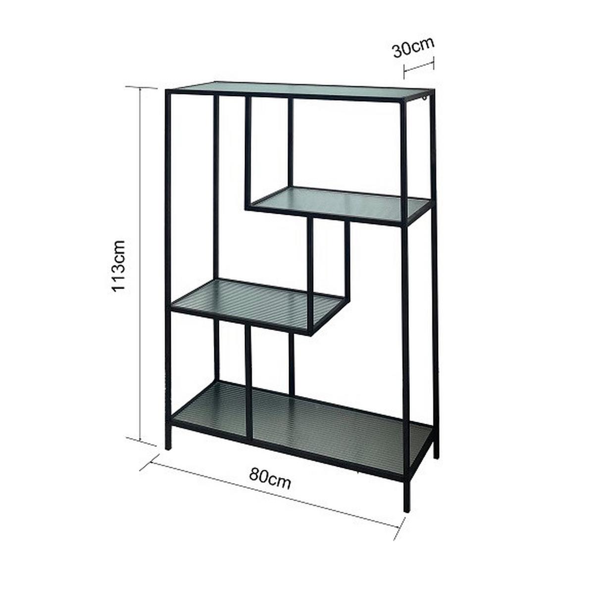 Regal Shine Schwarz - Schwarz, MODERN, Glas/Metall (80/113/30cm) - Mömax