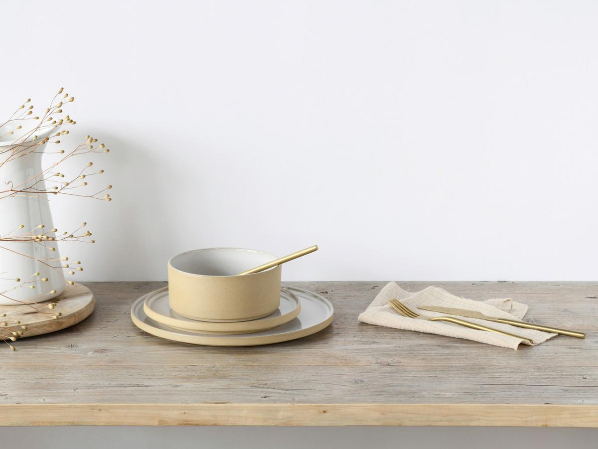 Set Desertnih Krožnikov Futuro White Sand, 4-Delni - bela/bež, Basics, keramika (20cm) - Creatable