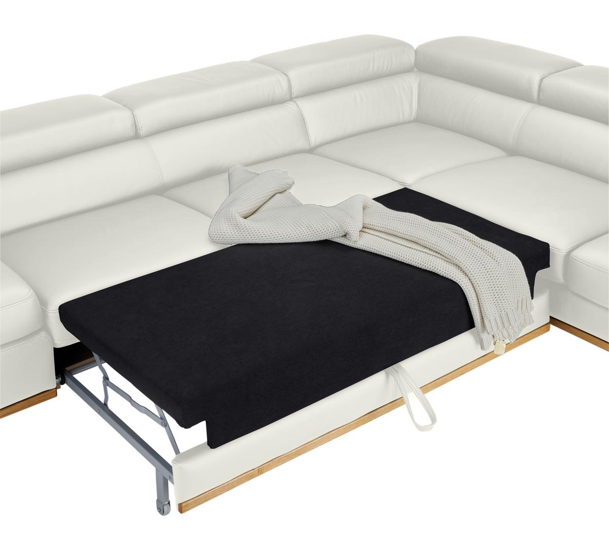 Wohnlandschaft Carmen rechts Weiß - Schwarz/Weiß, MODERN, Leder/Holz (292/72/226cm) - Premium Living