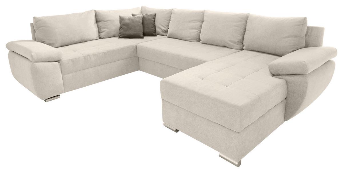 Sedežna Garnitura Terana, Krem, Ležišče, Predal - barve kroma/krem barve, Konvencionalno, tekstil (219/305/157cm) - Livetastic