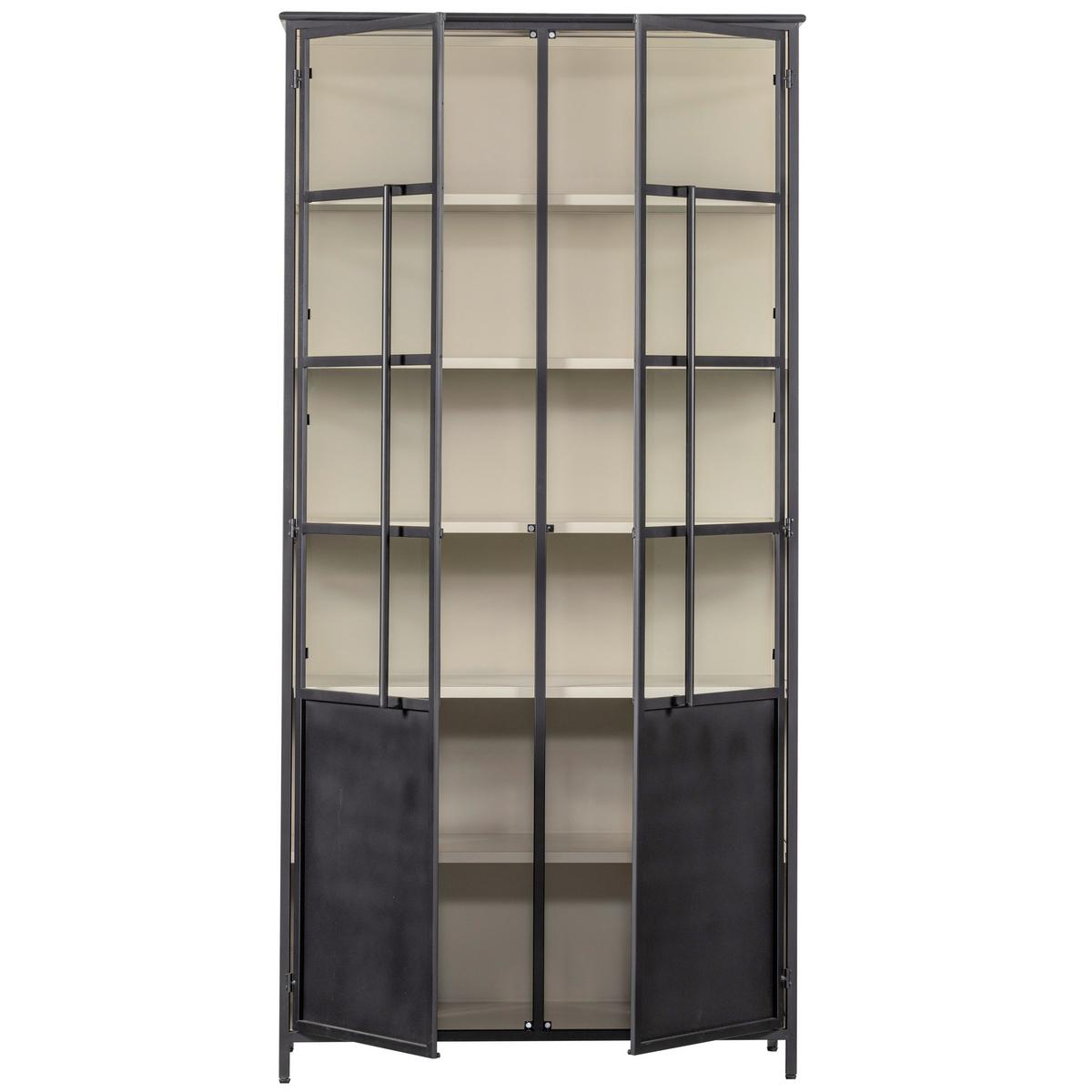 Vitrine Exhibit Schwarz - Schwarz, Design, Glas/Metall (96/200/40cm) - Livetastic