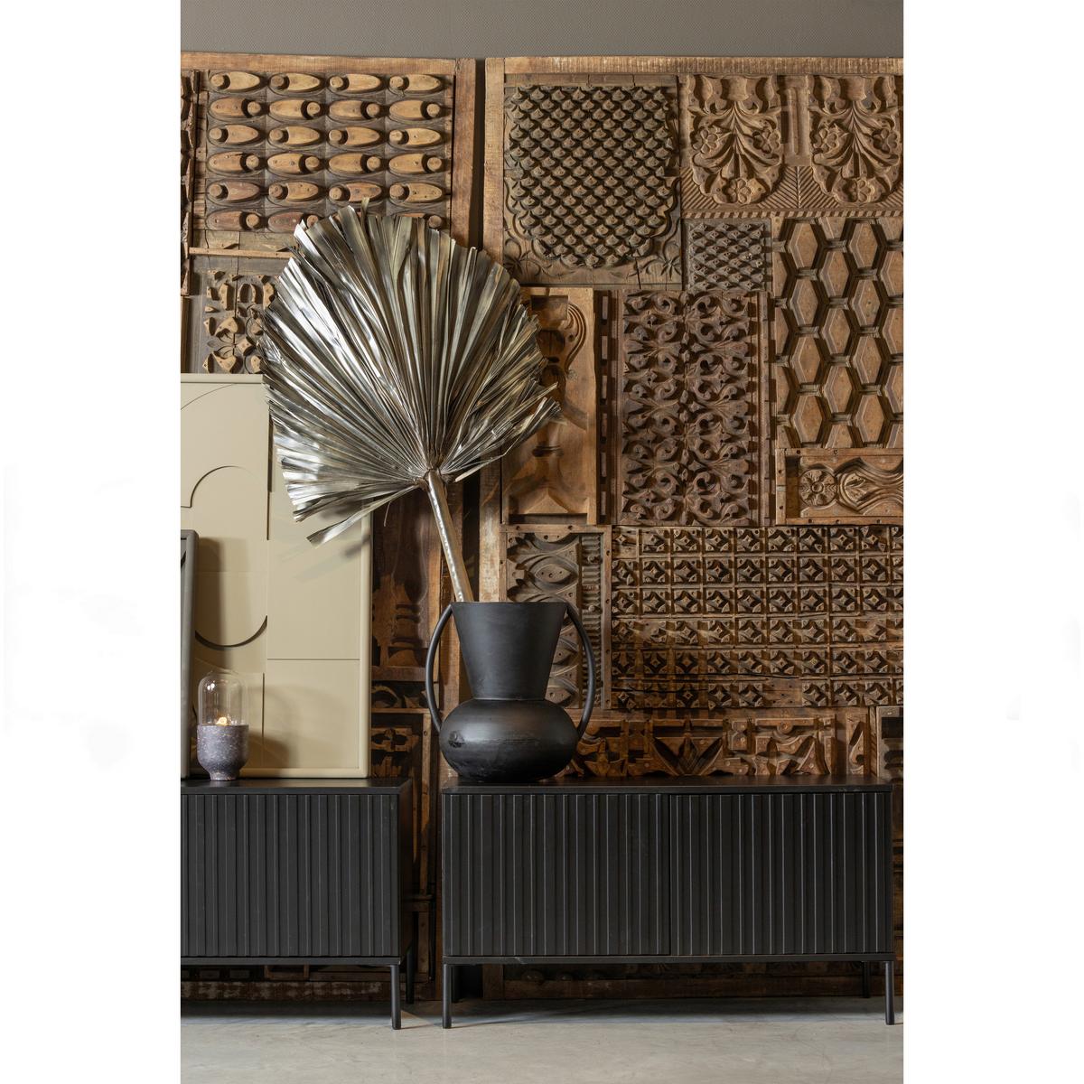Lowboard Gravure Schwarz B: 100cm - Schwarz, Design, Holz/Metall (100/56/44cm) - Livetastic