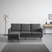 Ecksofa AURORA dunkelgrau Metallfuss - Dunkelgrau/Schwarz, Modern, Holz/Textil (193/86/136cm) - Bessagi Home