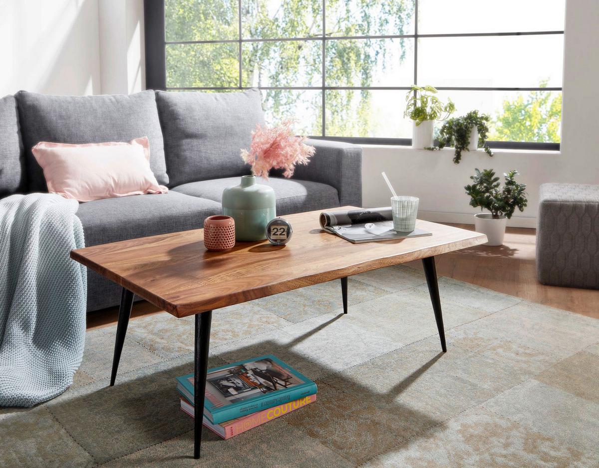 Klubska Miza Wohnling - črna/barve indijskega rožnega lesa, Moderno, kovina/les (110/60/40cm) - MID.YOU