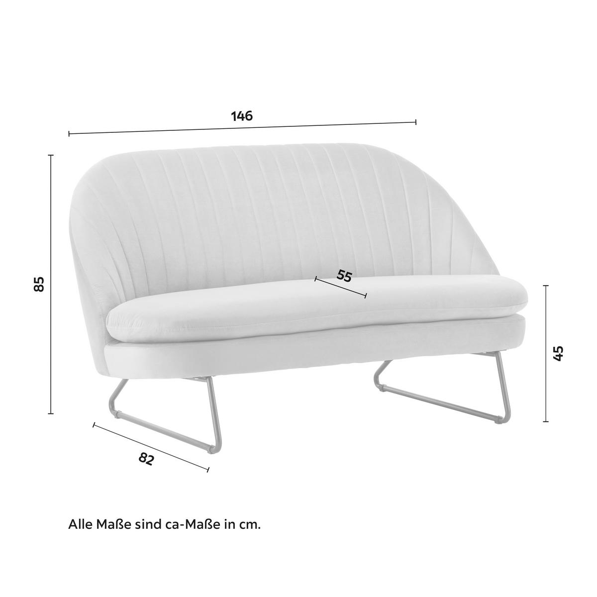 Canapea cu 2 locuri LUIGI - gri deschis, Modern, lemn/metal (146/85/82cm) - Bessagi Home