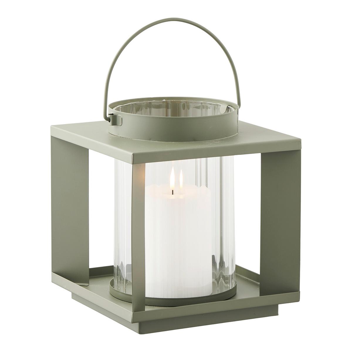 Laterne Lohals Lanterne Grün - Grün, Basics, Glas/Metall (18/20,5/18cm)