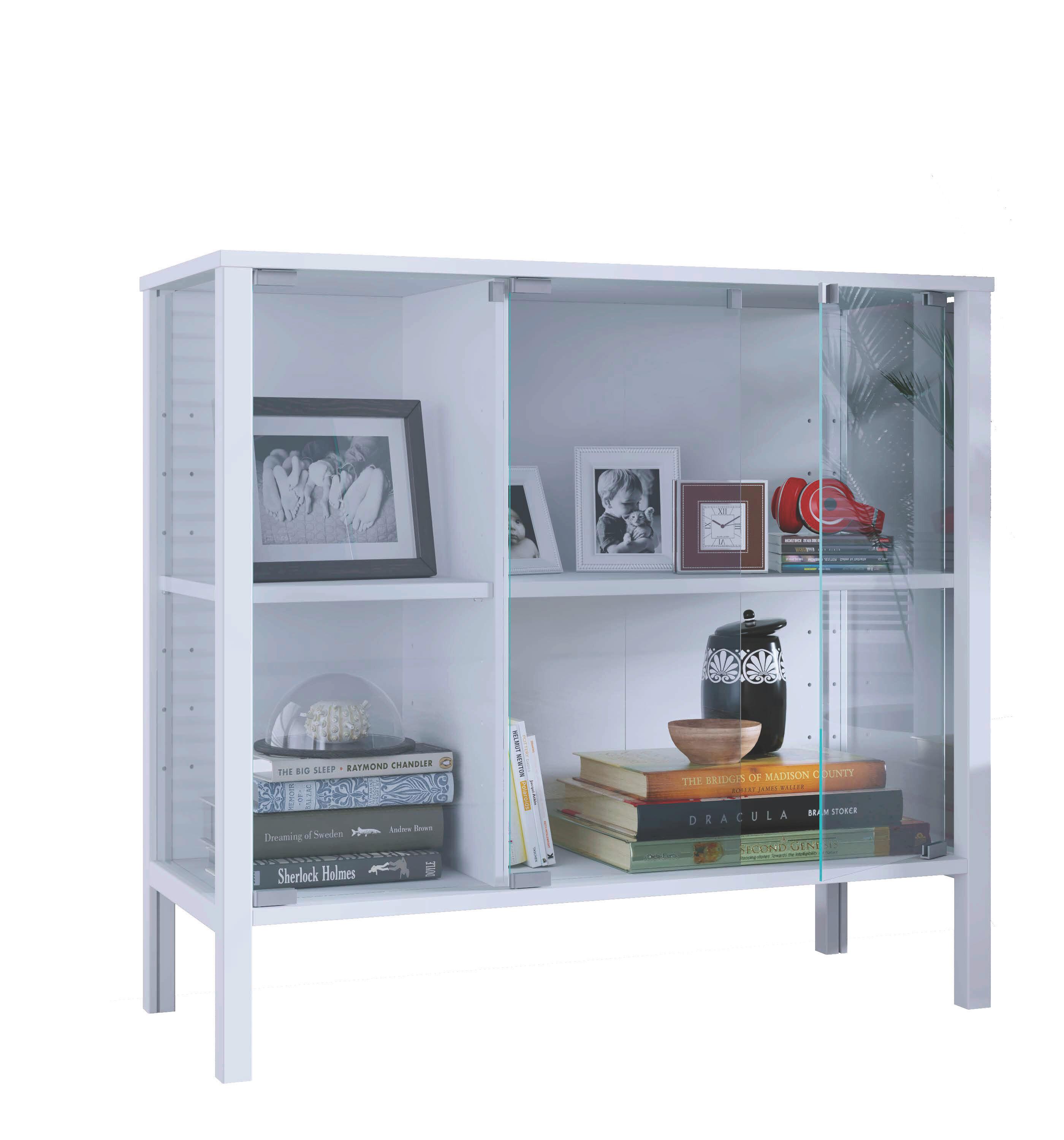 Sideboard Jensol Weiß/Klar - Klar/Weiß, Design, Glas/Holzwerkstoff (87/80/35cm) - Livetastic