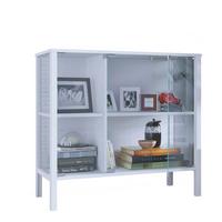 Sideboard Jensol - Klar/Weiss, Design, Glas/Holzwerkstoff (87/80/35cm) - Livetastic