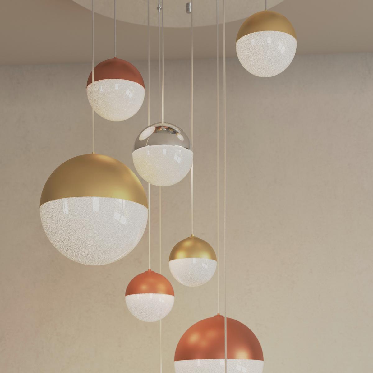 LAMPA WISZĄCA LED STAFFORD *DK* - kolor mosiężny/kolor chromowy, Basics, metal (50/150cm) - Dieter Knoll