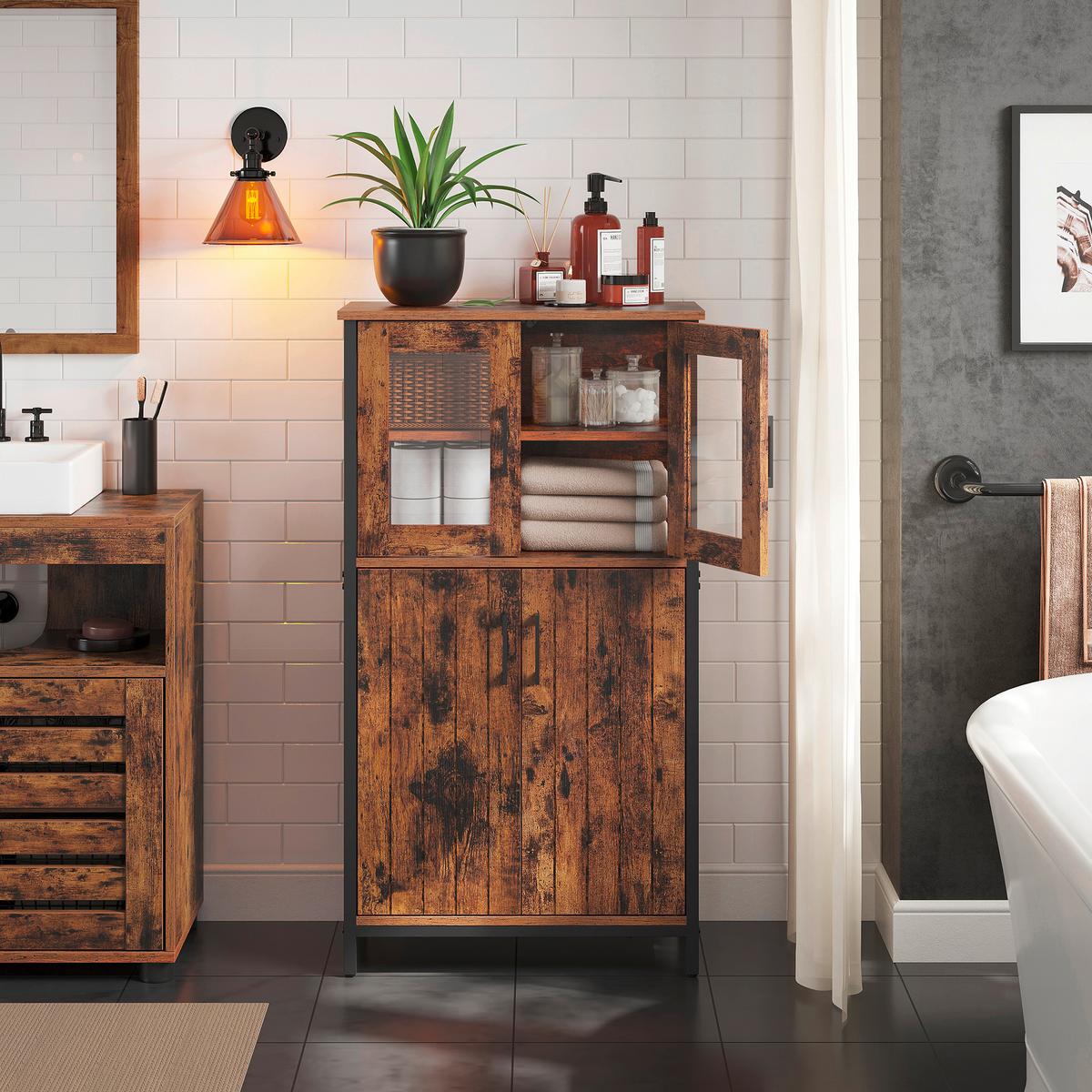 Highboard in Schwarz, Dunkelbraun ca. 60x108x30 cm - Dunkelbraun/Schwarz, Trend, Holzwerkstoff (60/108/30cm) - MID.YOU