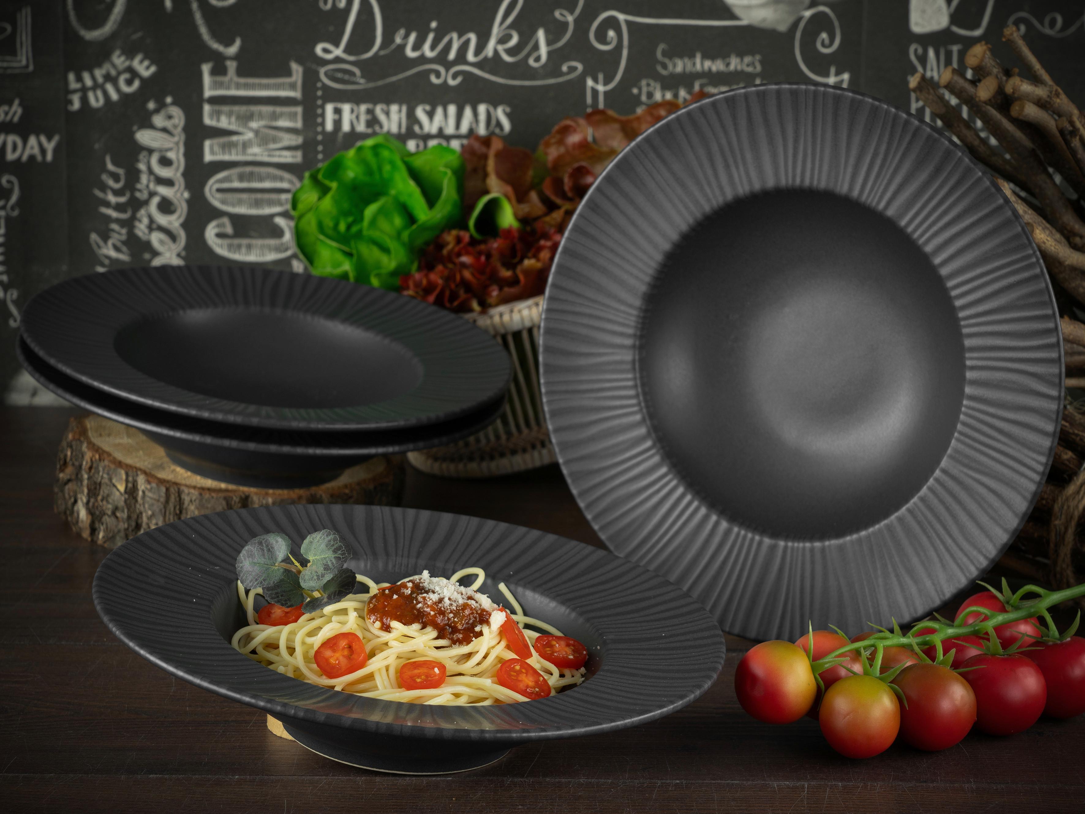 Set Krožnikov Za Testenine Vesuvio Black, 4-Delni - antracit, Trend, keramika (27cm) - Creatable