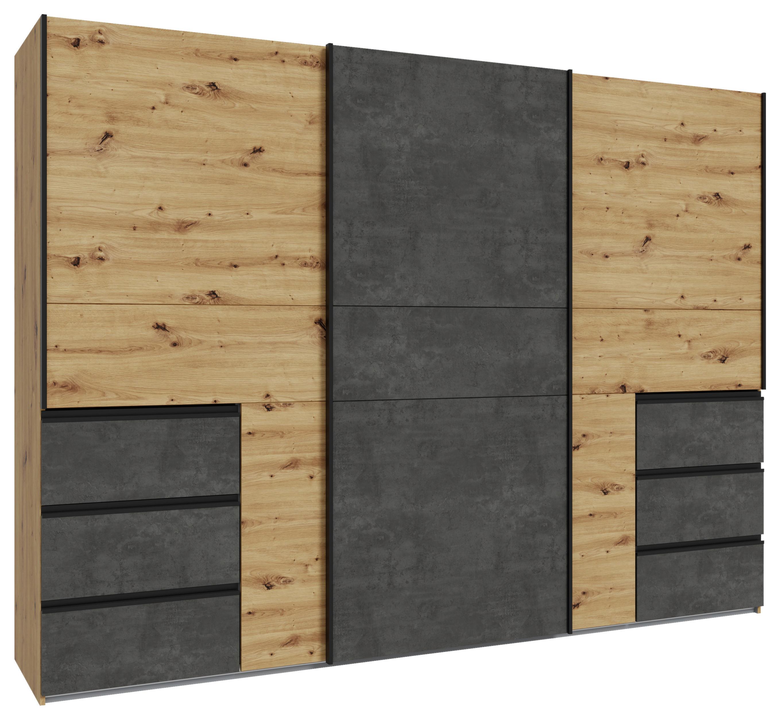 SZAFA PRZESUWNA/PODWIESZ.DRZWI WINN 2 - ciemnoszary/kolor aluminiowy, Konventionell, materiał drewnopochodny/metal (270/200/61cm) - Carryhome