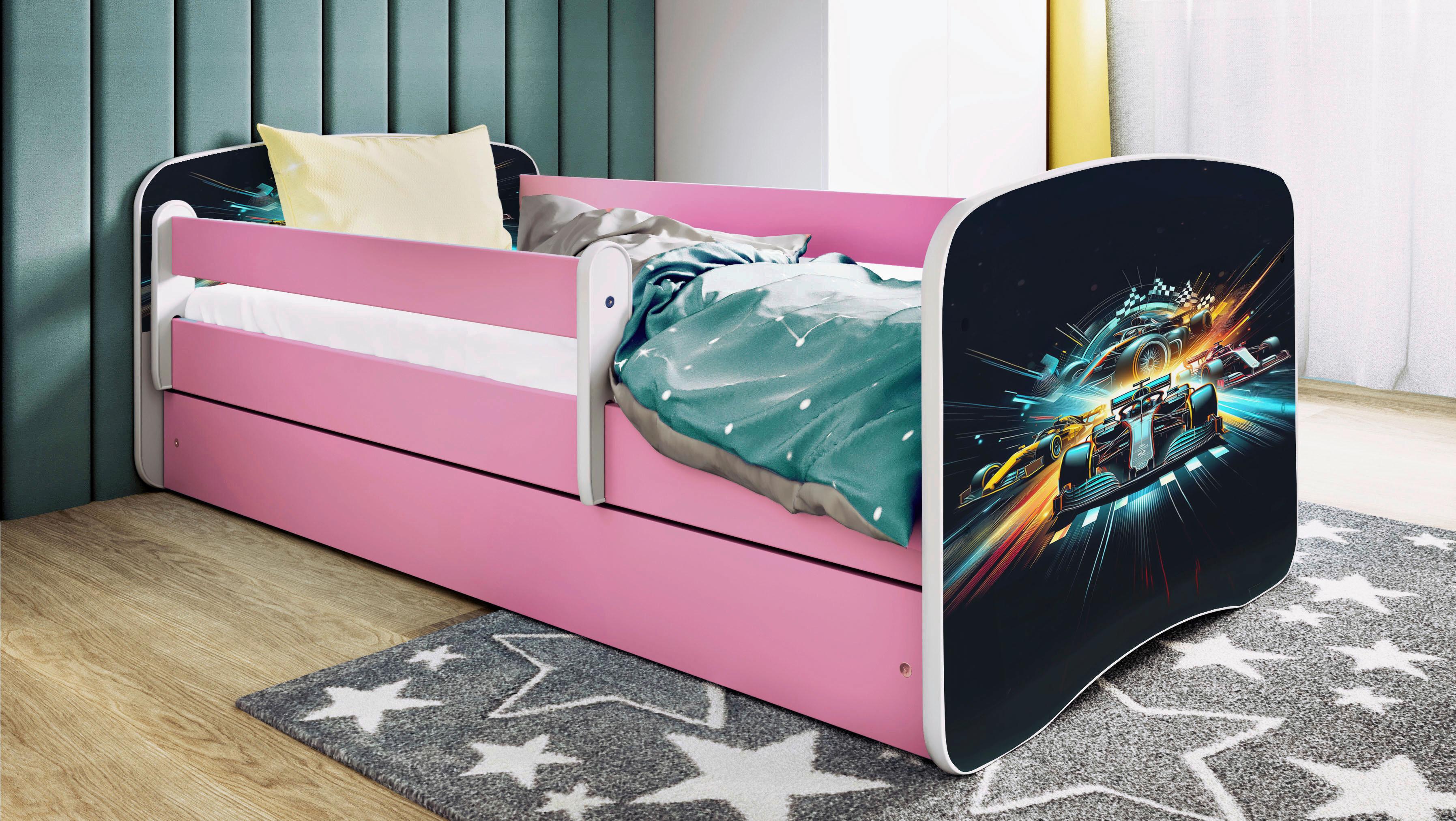 Otroška Postelja Babydreams, Bela, Roza, 80x160cm - pink/bela, Moderno, tekstil/leseni material (80/160cm) - MID.YOU