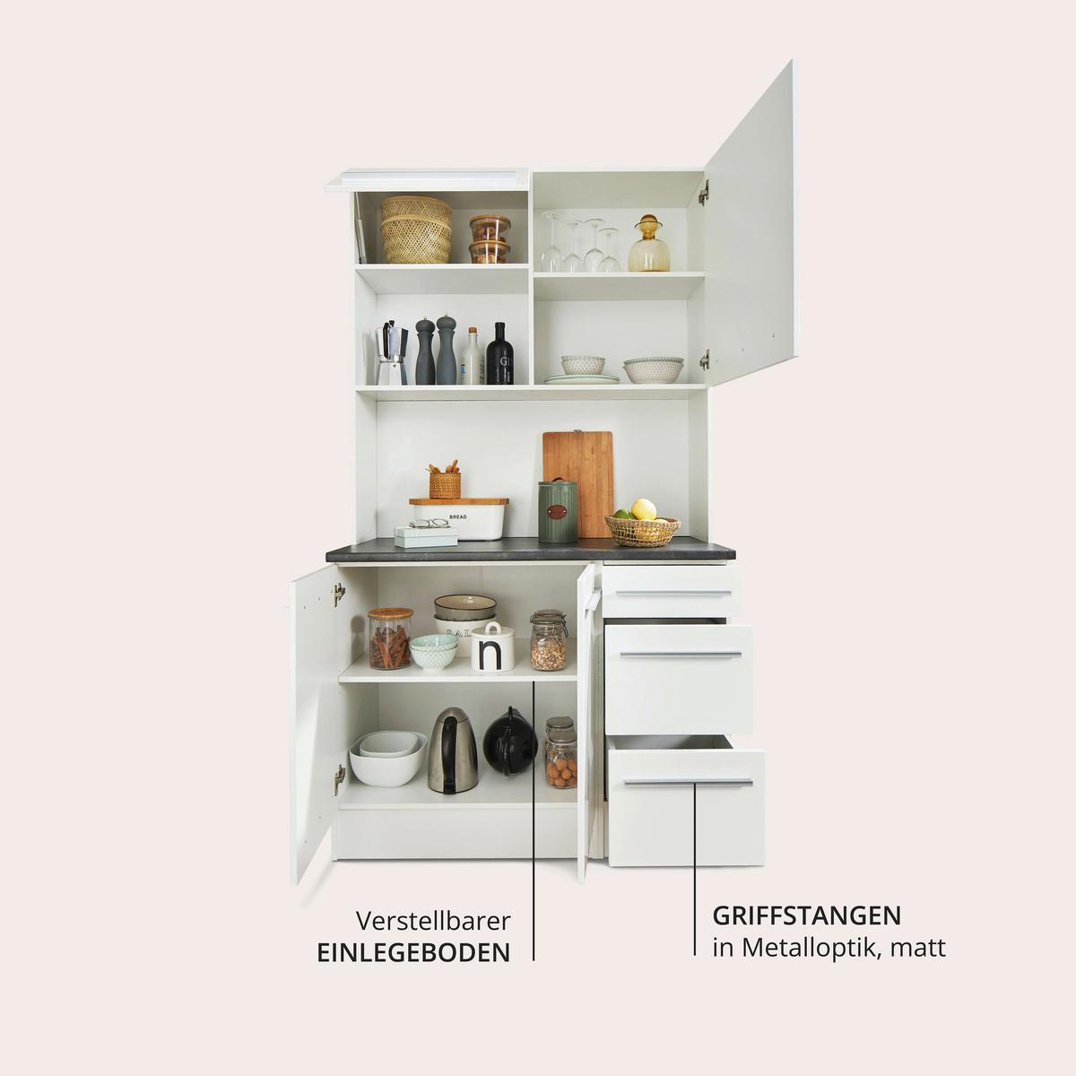 BUFET JAZZ BUFFET - biały wysoki połysk/kolor srebrny, Lifestyle, materiał drewnopochodny/tworzywo sztuczne (120/211/60cm) - MID.YOU