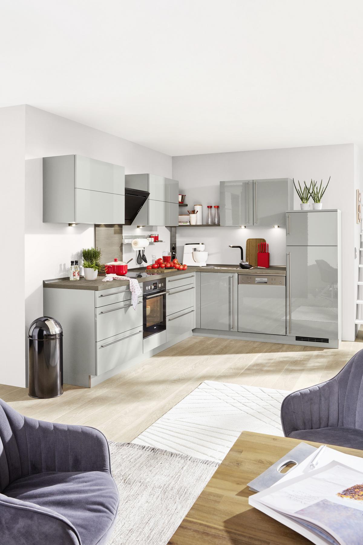 Eckküche Nolte Lux Grau - Grau, MODERN (235/305cm) - Nolte Küchen