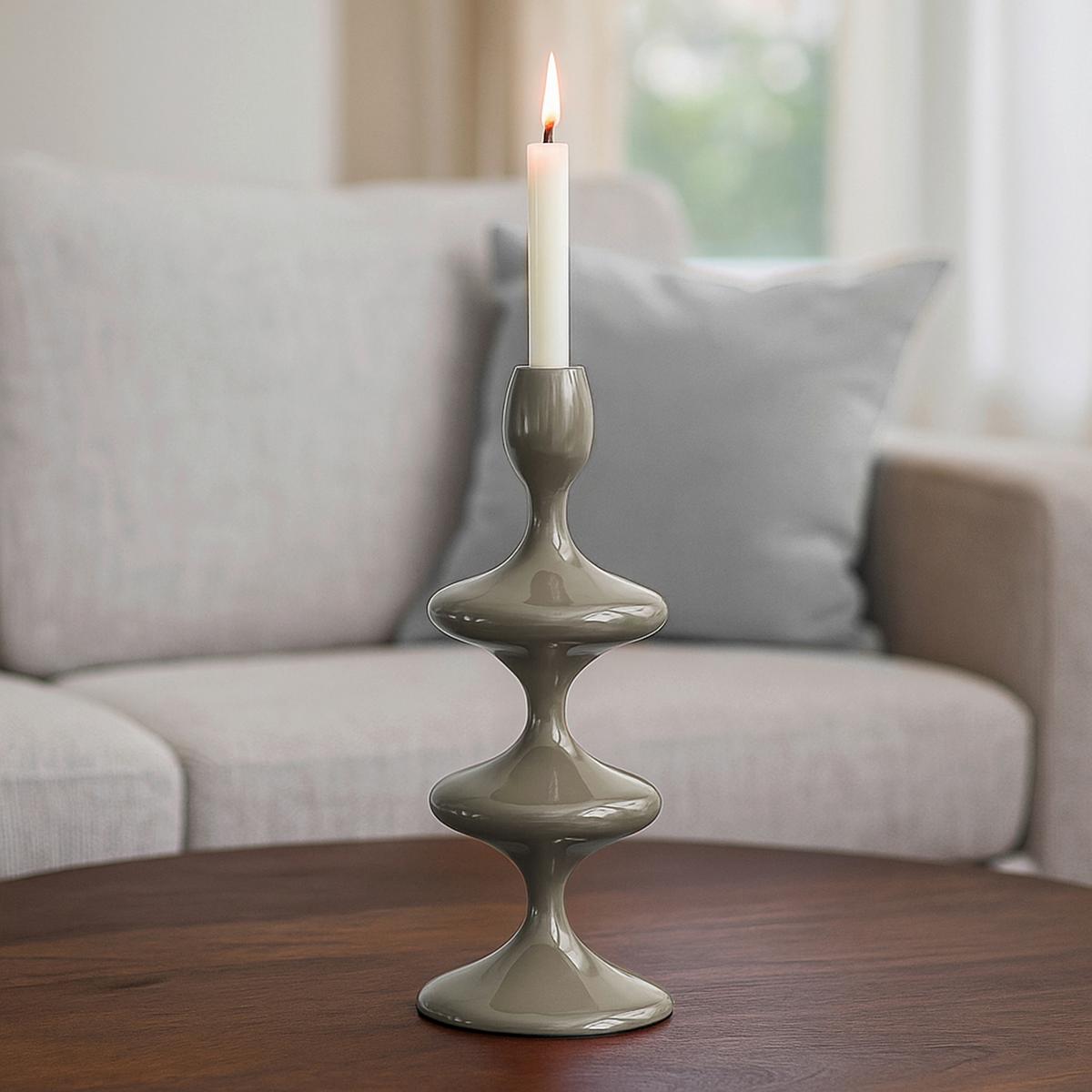 Stabkerzen Laureen Grau - Grau, Basics, Metall (11/28/11cm)