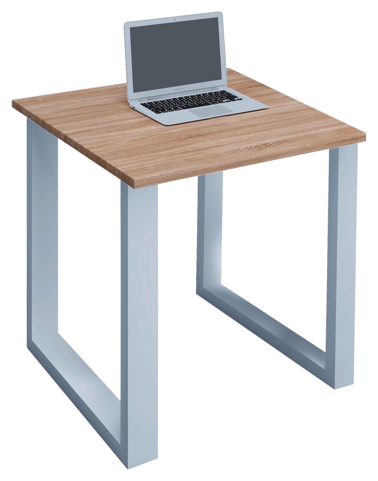 Schreibtisch Lona Weiß/Eichefarben - Weiß/Sonoma Eiche, MODERN, Holzwerkstoff/Metall (80/80/76cm) - MID.YOU