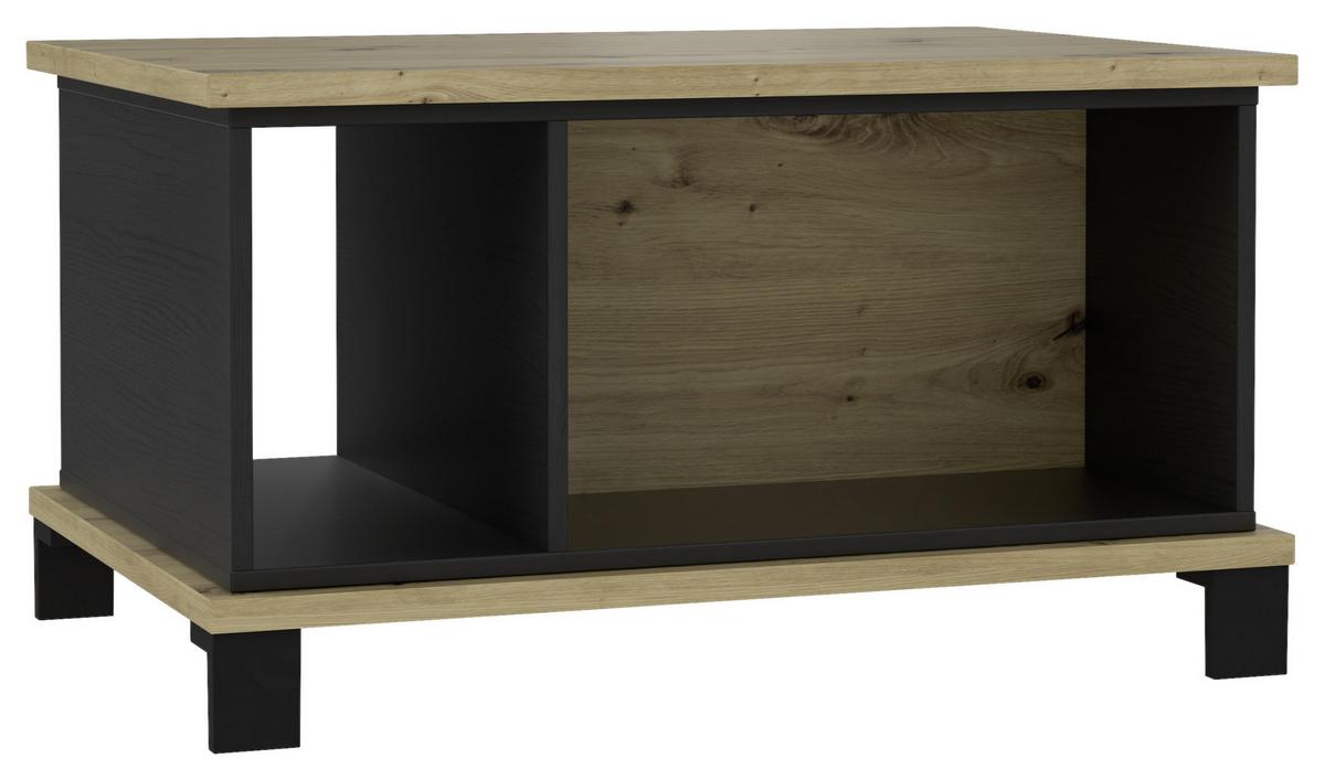 Klubska Miza Trondheim, Barva Hrasta, Črna - črna/barve hrasta, Moderno, kovina/umetna masa (80/55/44,6cm) - MID.YOU