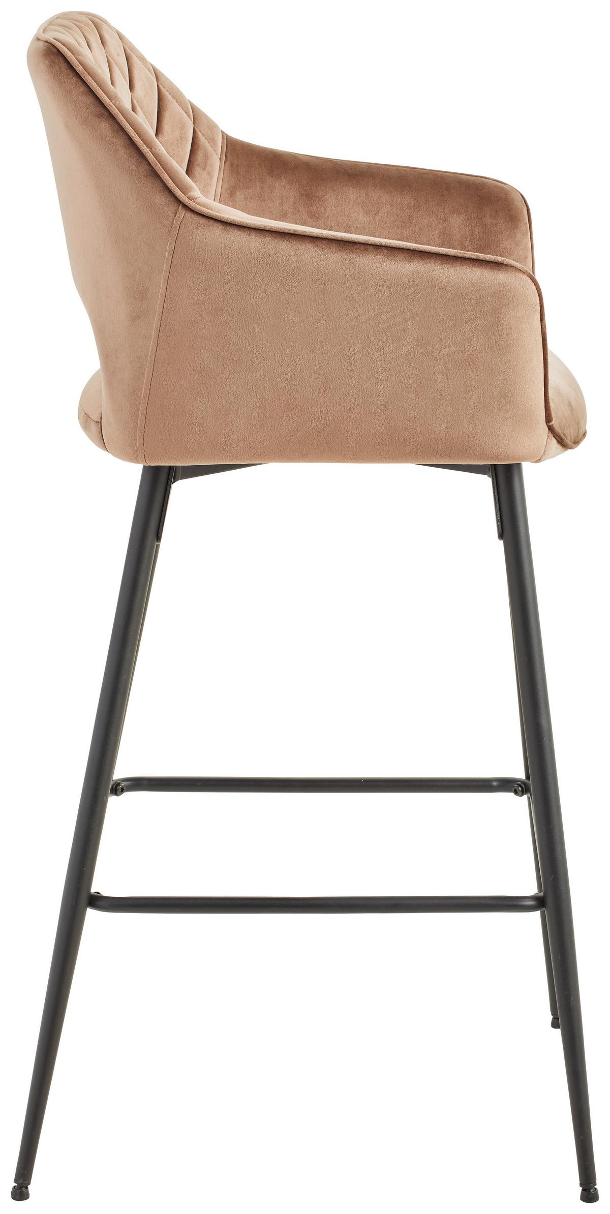 STOŁEK BAROWY PORTOFINO - czarny/taupe, Modern, metal/tkanina (55/105/53cm) - MID.YOU