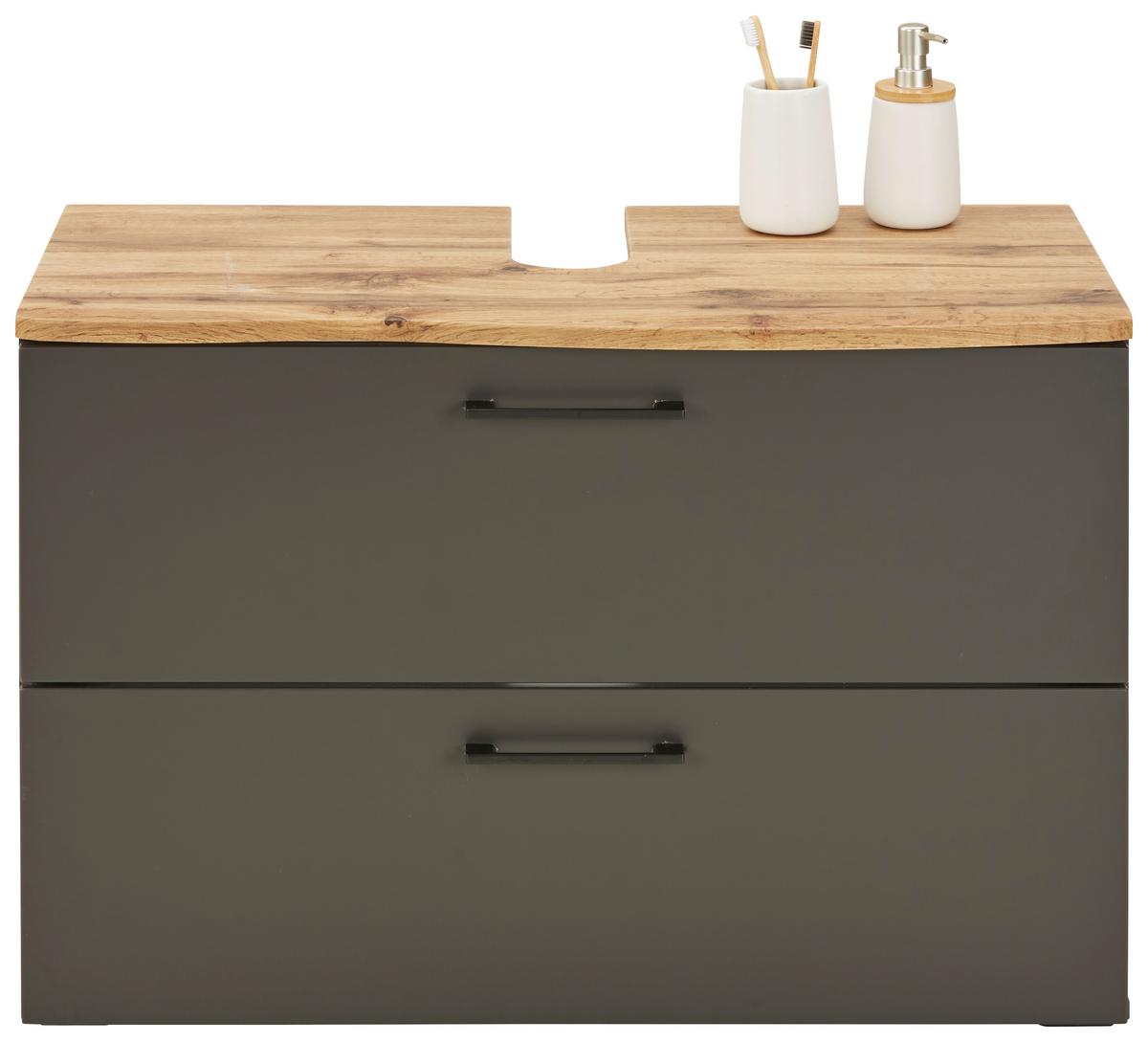 Waschbeckenunterschrank in Eichefarben/Grau - MODERN, Holzwerkstoff/Kunststoff (90/61/45cm) - Premium Living