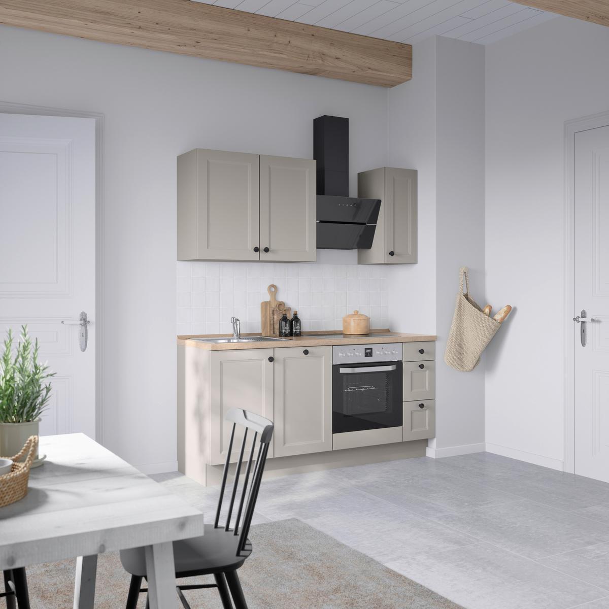 Küchenblock Cascada High m. Geräten Grau - Schwarz/Grau, MODERN, Holzwerkstoff/Metall (180cm) - Nobilia