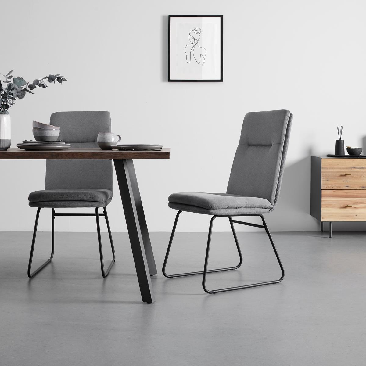 ZESTAW KRZESEŁ LEO - czarny/szary, Modern, metal/tkanina (49/99/68cm) - Bessagi Home