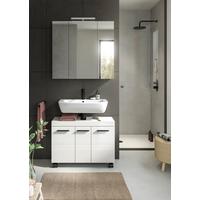 Badezimmer NOVA Weiß, Weiß Hochglanz 2-teilig - Weiß Hochglanz/Schwarz, Trend, Glas/Holzwerkstoff (82cm) - MID.YOU