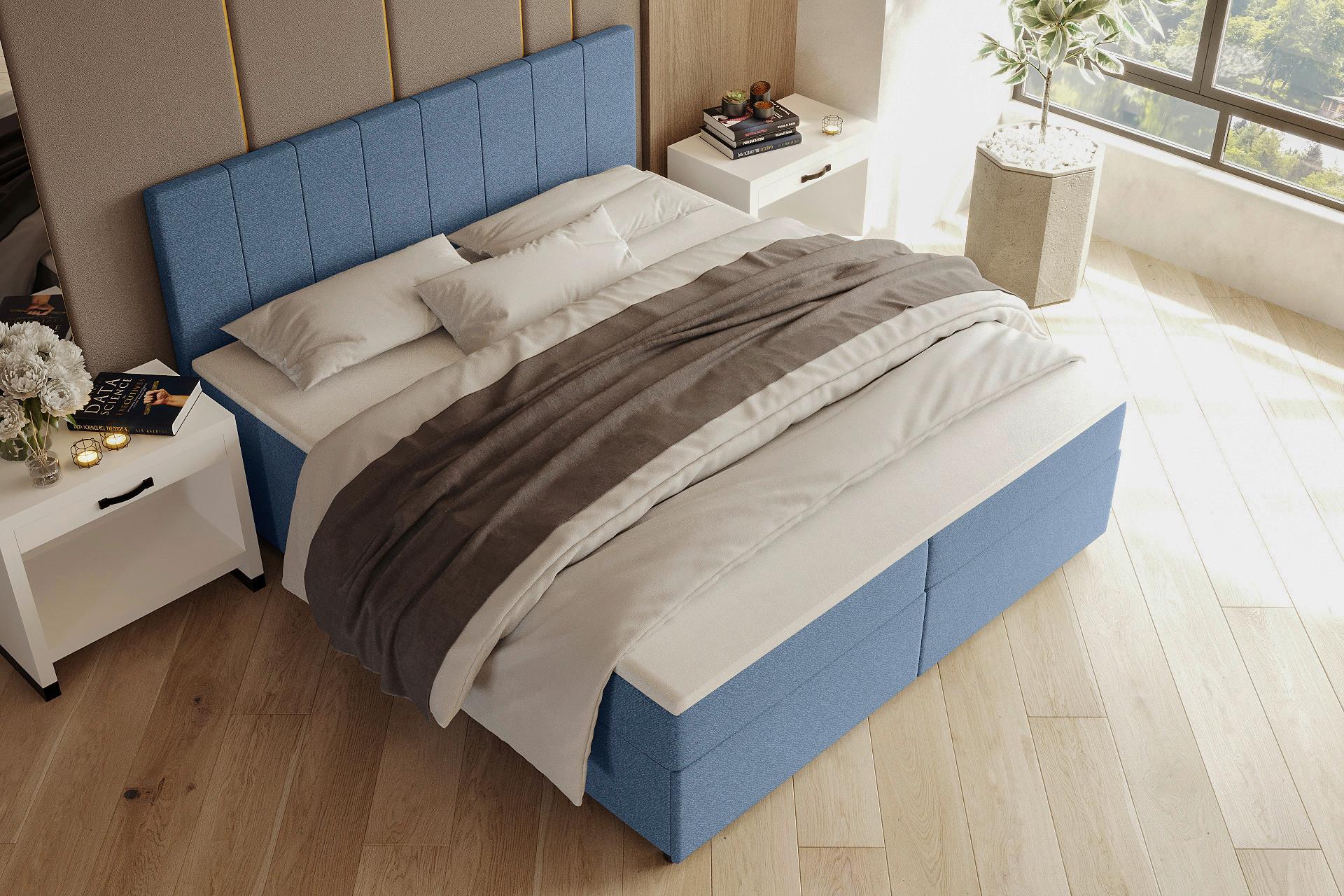 Boxbett Odin Blau ca. 180x200cm - Blau/Schwarz, KONVENTIONELL, Kunststoff/Textil (180/200cm) - Based