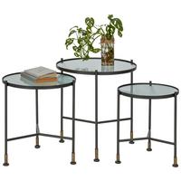 Set Mizic Alec, 3-Delni, Črna, Steklo - srebrne barve/črna, Trendi, kovina/steklo (46-40-34/50-45-40cm) - Mömax