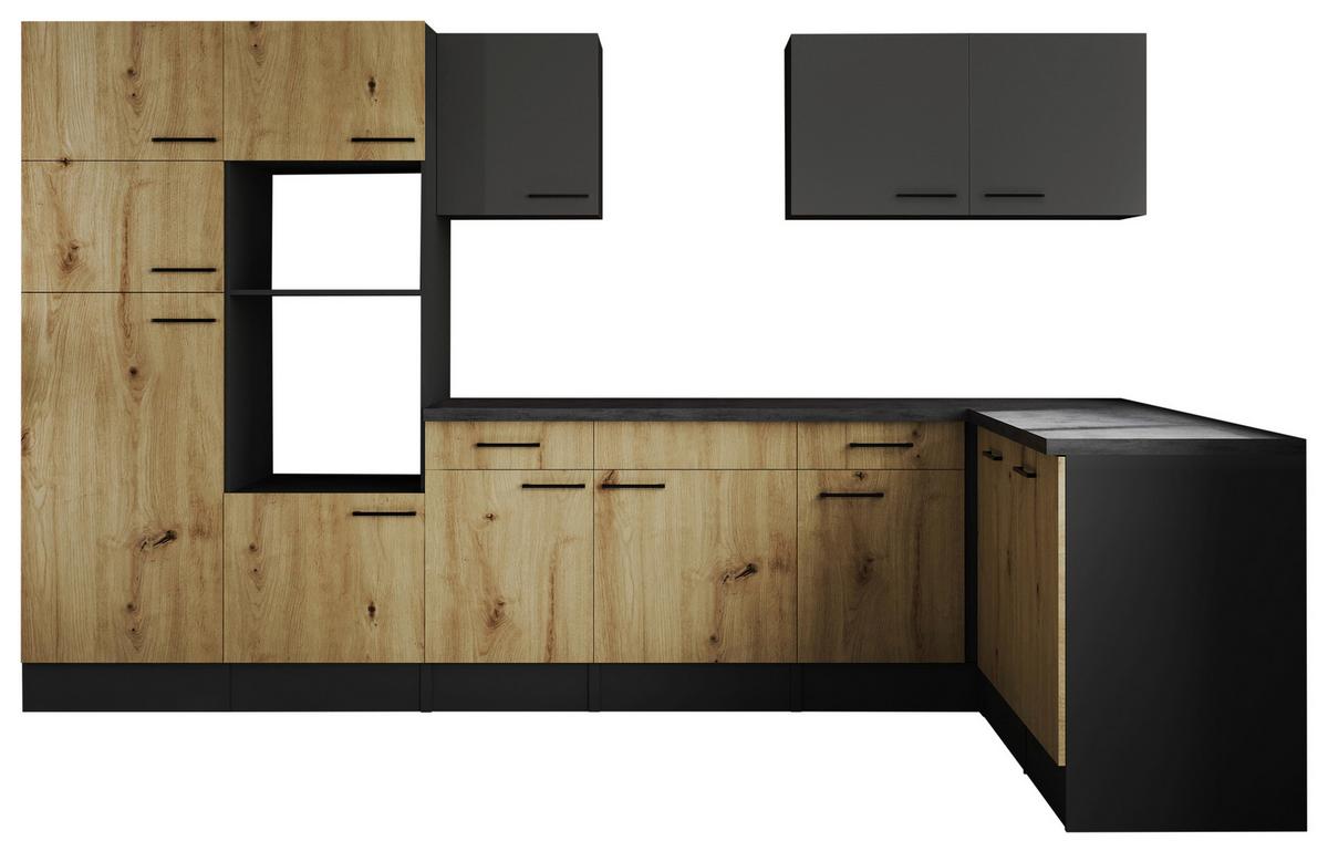 Kotna Kuhinja Brez Aparatov Oliver, 340x172cm - siva/črna, Design, kovina/leseni material (340/172cm) - Respekta